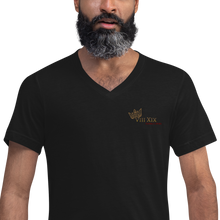 Load image into Gallery viewer, VIII XIX Royal Embroidered V-Neck T-Shirt